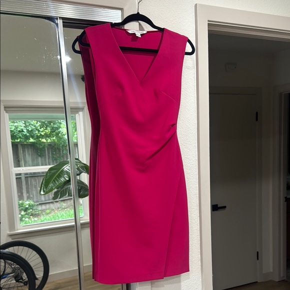 Diane Von Furstenberg Fuchsia Asymmetrical Dress - mordernwear.com